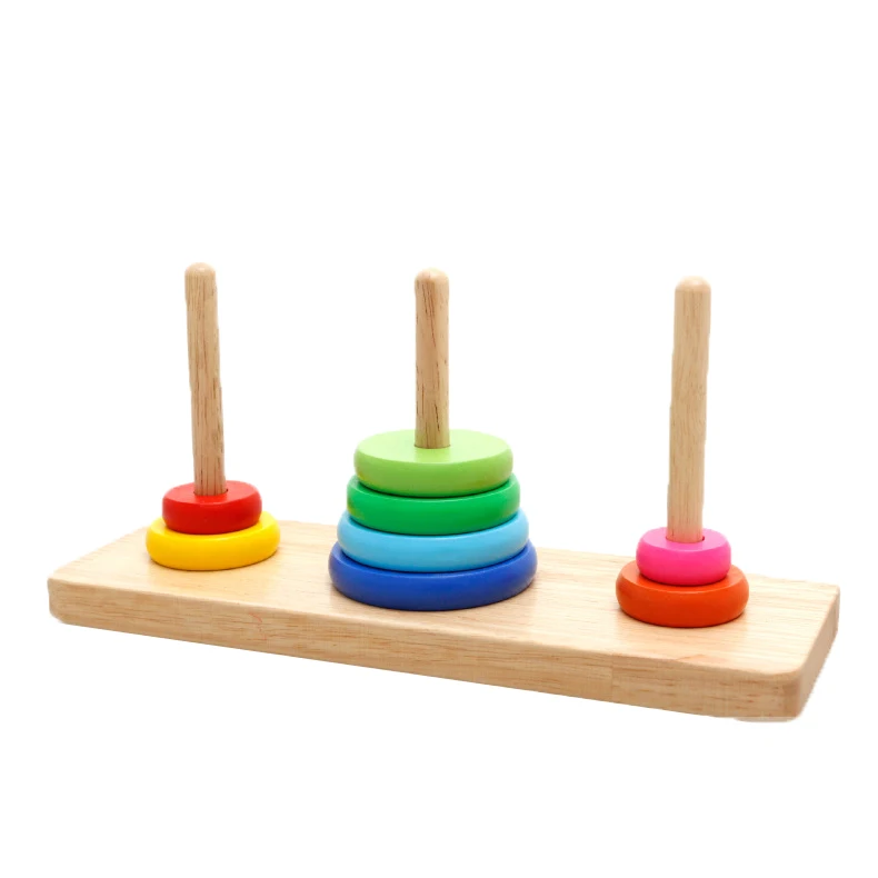 

Chanycore Learning Educational Wooden Toys Hanoi Tower Circle Geometric Shape Blocks Column Board Sorting Matching muz Gift 4090