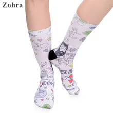 Zohra Hot Trends Women’s Scok Sexy Casual Meias Graffiti Tattoo Printed for Female Socks Calcetines Hosiery