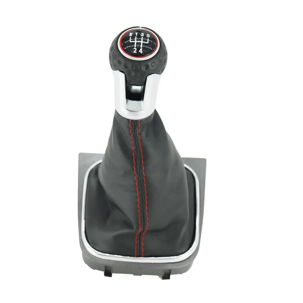 Для VW Scirocco 2009 2010 2011 2012 2013 Новинка года 5 Скорость MT рычаги передач для автомобиля с кожаный чехол переключателя передач загрузки красная линия