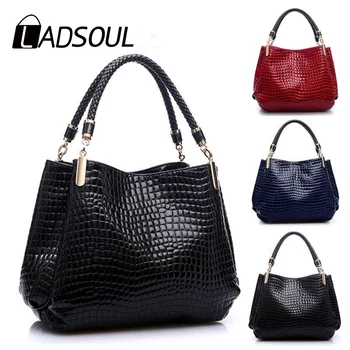 

LADSOUL Famous Brand Designer Women Handbag Leather Bag Luxury Hand Bag Lady Fashion Handbag Shoulder Bag Bolsa Crocodile Grain