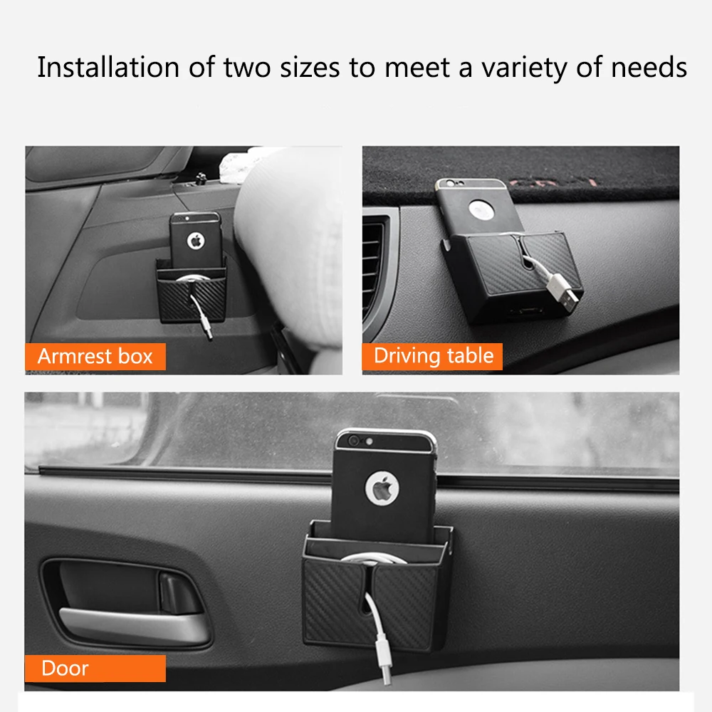 DRU Black PU Leather Storage Box Universal In-car Organizer Pocket Pouch Bag Case for Air Vent Mount Outlet Door Seat Back Car Interior Tidy Holder for Mobile Cell Phone Charger Sunglasses Card Pen
