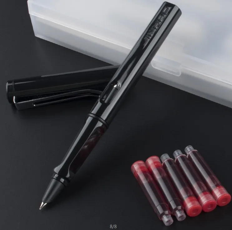 Jinhao 599A Карамельный цвет пластиковая перьевая ручка с чернильный мешок для подарок для детей и студентов школы материалов 1814 - Цвет: 01