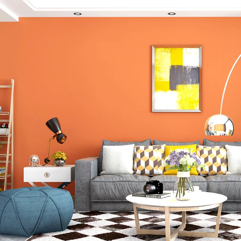 Modern Plain Wall Papers Solid Color Orange Purple Wallpaper Home Decor for Kids Children Living Room Bedroom Walls papier peint
