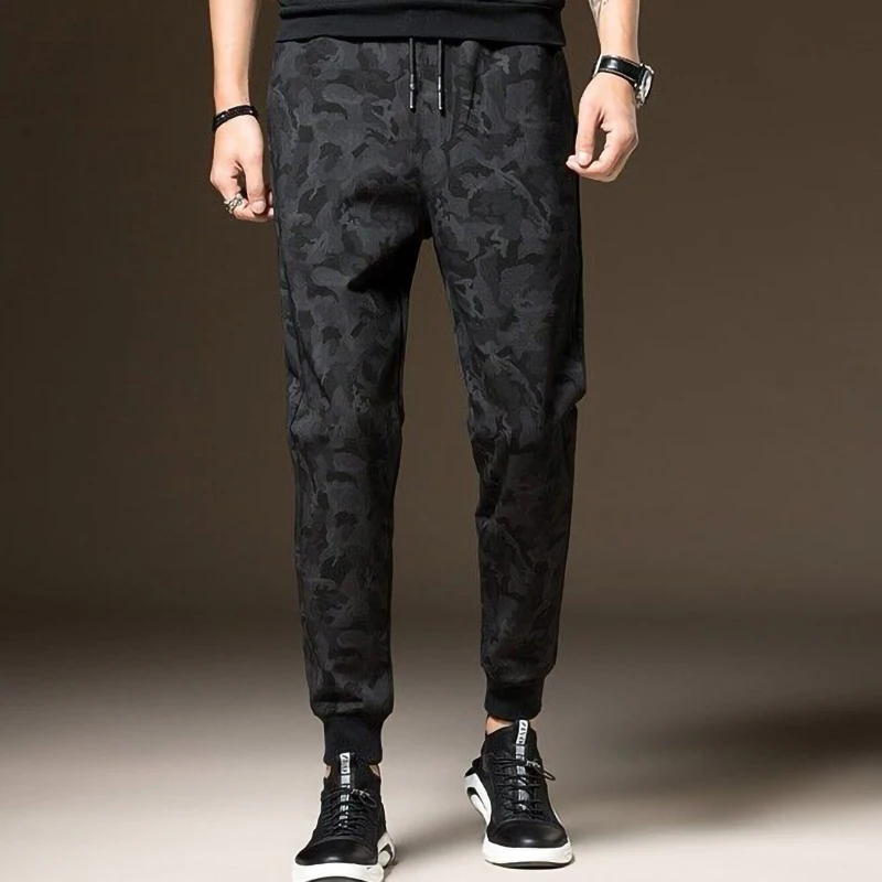 الربيع ركض الرجال عارضة فضفاض سروال شكل قلم رصاص ضئيلة التمويه الأسود خليط Sweatpants السراويل الترنك الكاحل طول السراويل