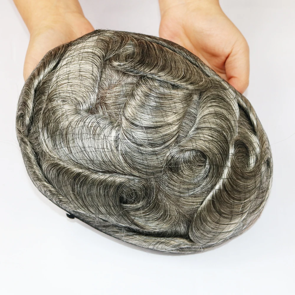 grey human hair toupee