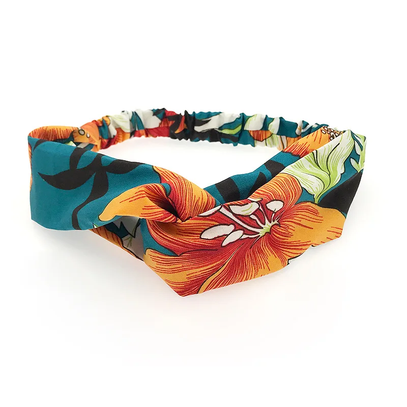 

Women Girls Summer Bohemian Hair Bands Printing Headbands Retro Cross Turban HeadBands Hair Accessories Headwrap