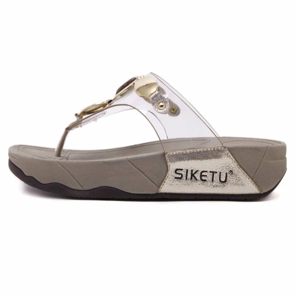 SIKETU/женские летние сандалии прозрачные тапочки с открытым носком, украшенные стразами; туфли на платформе на среднем каблуке