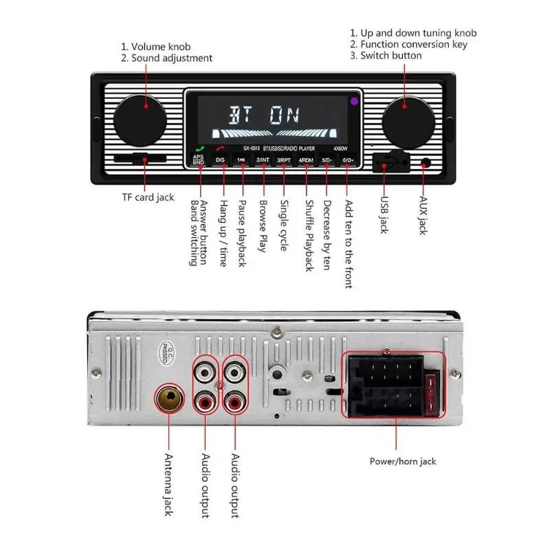 ЖК-Автомагнитола Авторадио автомобильный стерео MP3 плеер fm-радио автомобиля Bluetooth 4,0 USB AUX вход Музыка Радио плеер Автомобильный