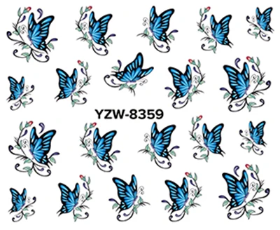 WUF 1 лист на выбор бабочка серия наклейки для ногтей водяные наклейки для ногтей искусство переводные наклейки s для ногтей - Цвет: YZW8359