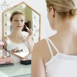 Голливуд Стиль светодиодный зеркало света для косметическое зеркало с 10 лампочек и Плавная затемнения Touch Управление в ванной спальни