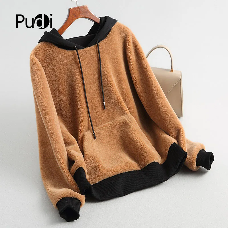 PUDI A68525 реального шерстяное пальто куртка женские зимние лисий мех воротника