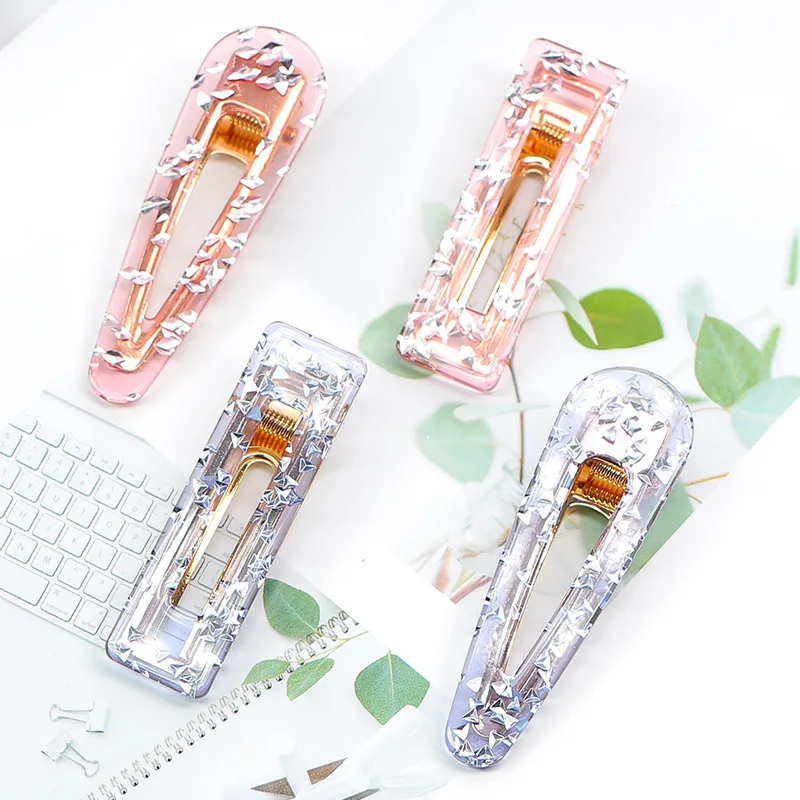 

Acrylic Waterdrop Hair Clips for Women Korean Girls Barrettes Tin Foil Hairpins Transparent Headwear Tiara Hair Accessories