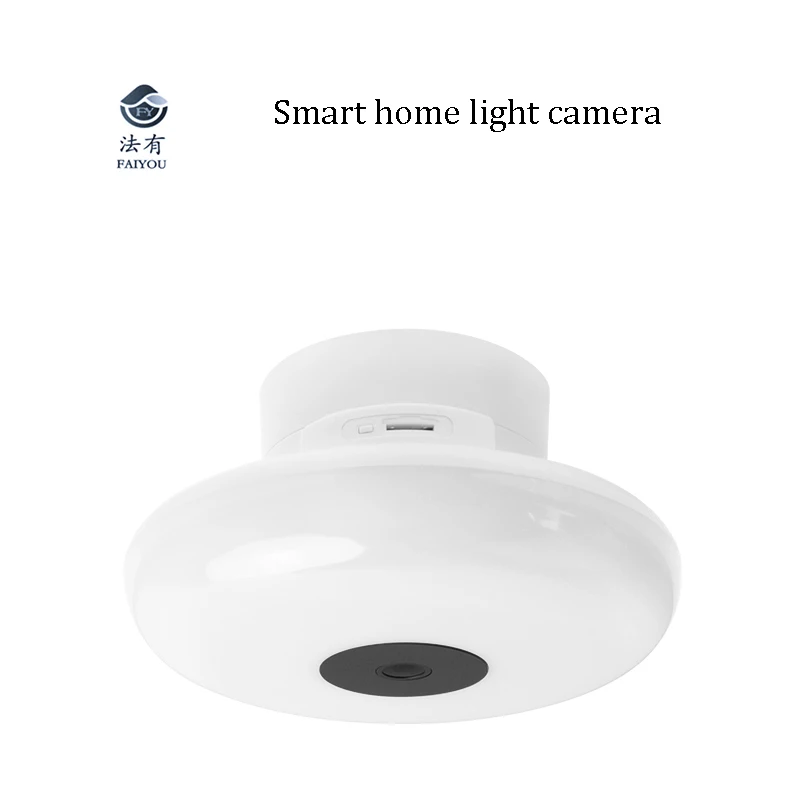 Wifi Fish-eye Panoramic Camera WIFI Bulb Light CCTV Smart Home Radar Induction Light IR Night Vision 2-way Intercom Remote Surve