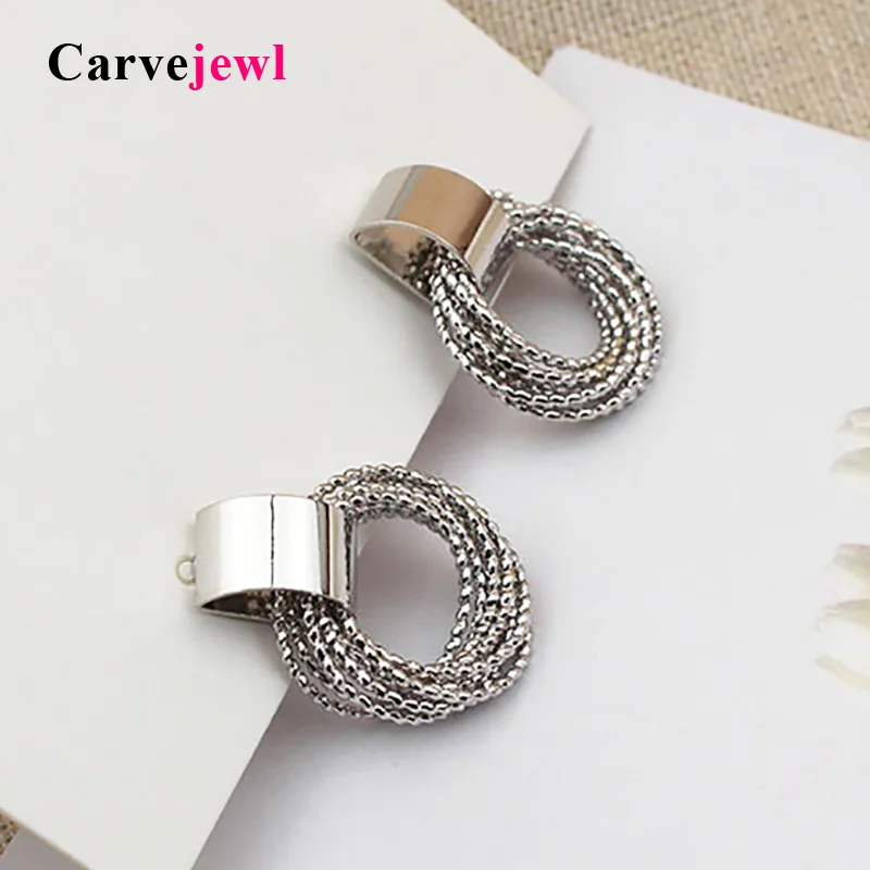 

Carvejewl new design simple metal Clip on Earrings for Women Fashion Party Prom Stuedent Style No Pierced Earrings women jewelry