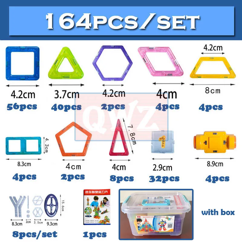 QWZ 110-252 шт. Мини Магнитный конструктор Набор для строительства модель и строительные игрушки магнитные блоки Развивающие игрушки для детей Подарки