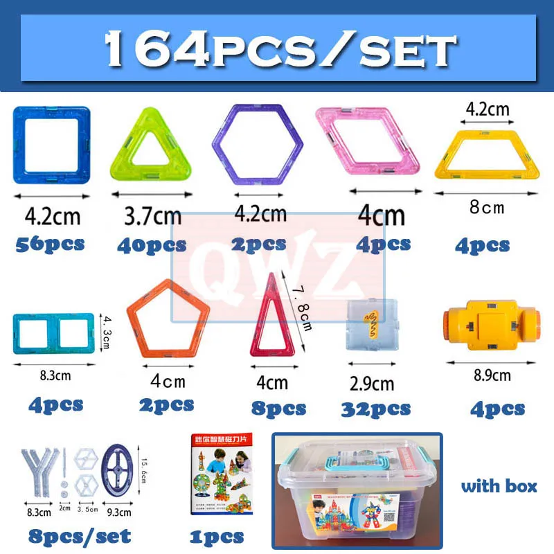 Beste QWZ 110 252pcs Mini Magnetische Designer Bouw Set Model   Building Toy Magnetische Blokken Educatief Speelgoed Voor Kinderen geschenken