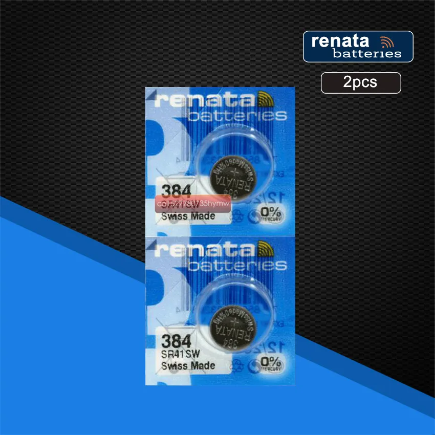 2 шт. швейцарский аккумулятор 384 SR41SW 1,55 V для часов серебро 384 SR41SW RENATA батарейки для часов