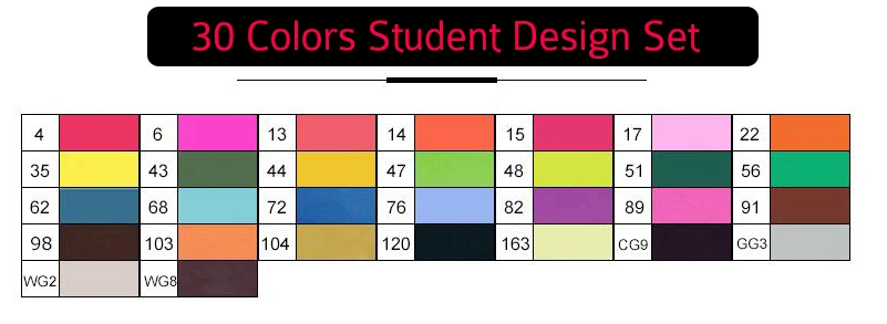 TOUCHNEW 30/40/60/80 Цвета двойной головкой кисть для эскиза маркер для белой доски жирной алкогольных маркер для рисования набор для манга анимация дизайн Сделано в Китае - Цвет: 30 Student Set T6