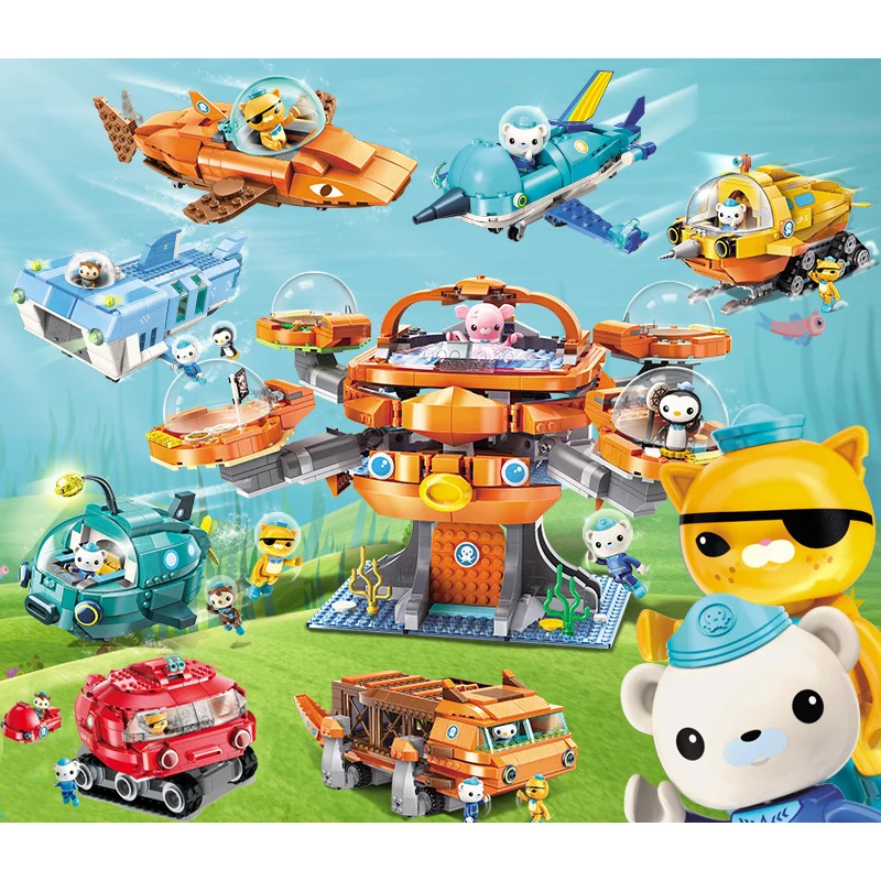 Octonauts собрать игрушка Развивающие игрушки для детей Кирпич замок осьминога Акула