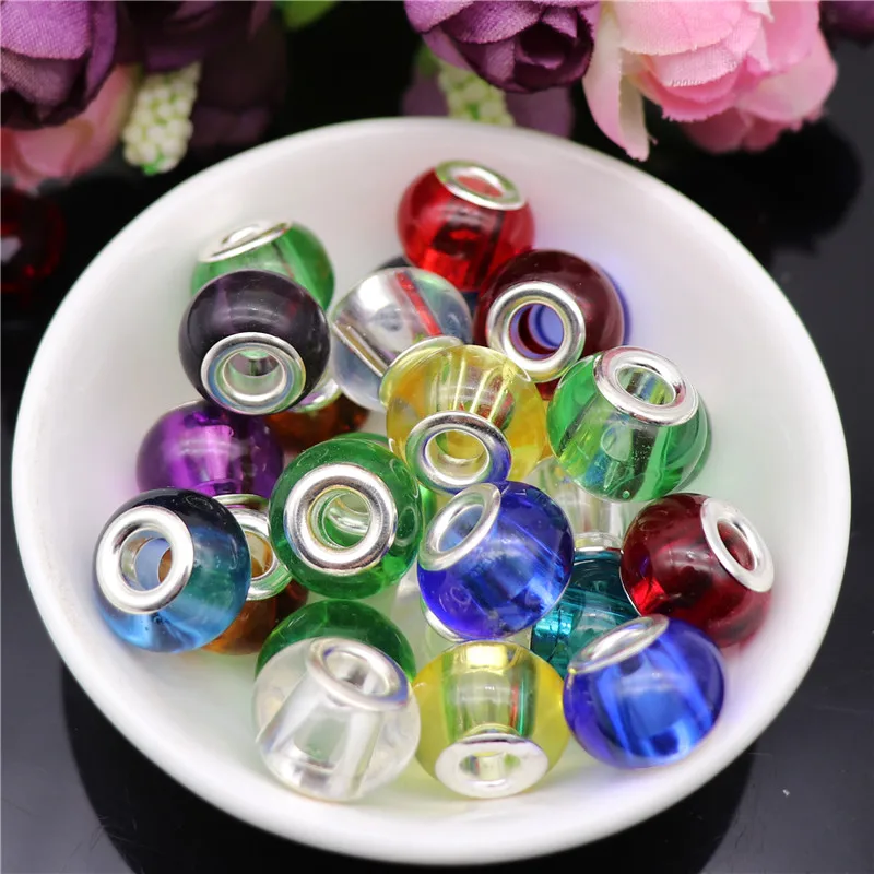 

10Pcs 16*9mm Big Round Hole Clear Colorful Crystal Glass Spacer Beads Fit for Pandora Bracelet Necklaces for DIY Jewelry Making