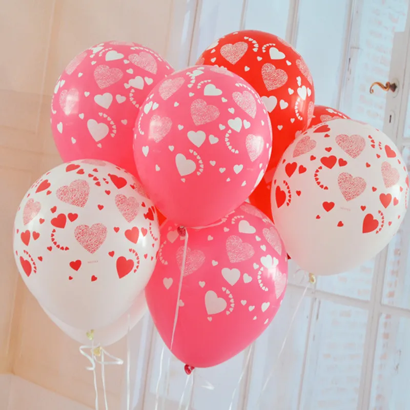 300pcs/lot 12 inch Love heart printed balloons Valentine's Day full