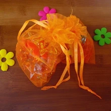 100 шт. 15*20 см оранжевый мешочек из органзы Ювелирная упаковка Дисплей сумки шнурок мешок для браслет/ожерелье мини Пряжа сумка