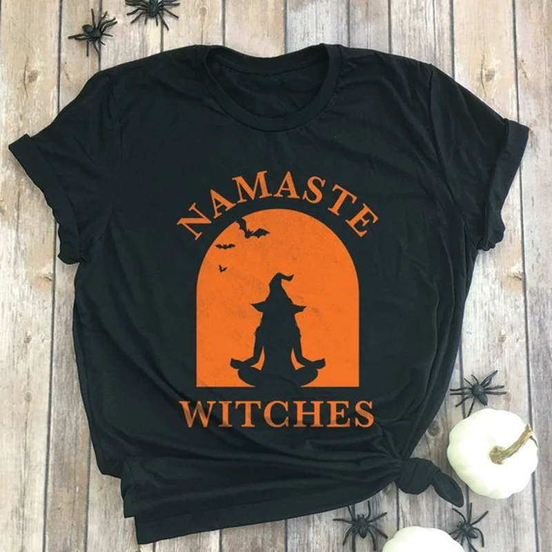 Key Vintage Tops Witches Cute Halloween Shirt Funny T-Shirt Graphic Women Fashion Grunge Aesthetic Tumblr Tees | Женская одежда