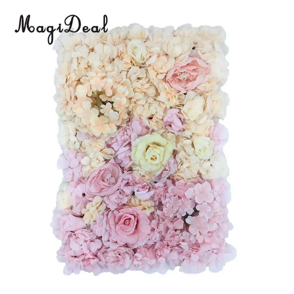 Romantic Artificial Flower Wall Panels Wedding Venue Roses Hydrangea Floral Decor Type A 5 Colors Choice	