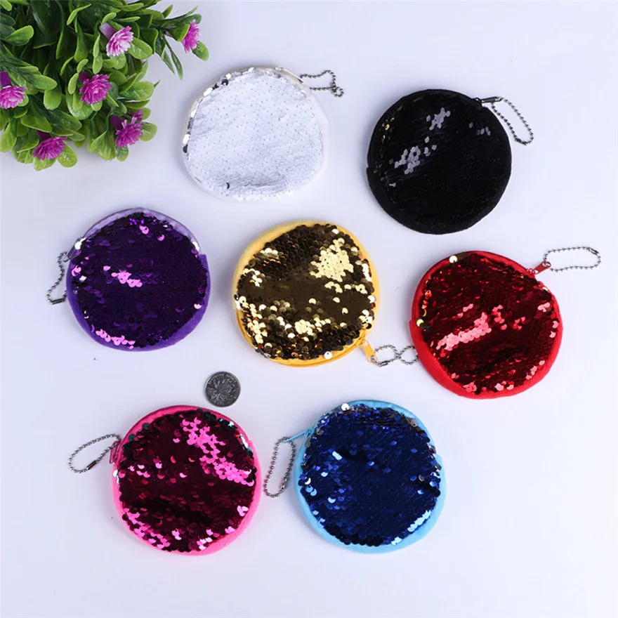 

Unisex Girls Fashion Double Color Sequins Bag Coin Purse Ladies Purse Pouch Porte Monnaie Clutch Female porte monnaie