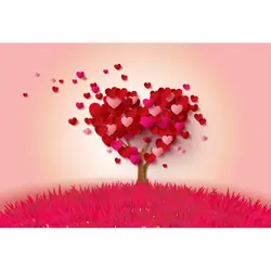 Laeacco День Святого Валентина фоны красный любовь сердце Дерево Трава вечерние для маленьких детей Открытый живописные фон для