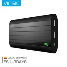 Vinsic 20000mAh Power Bank External Portable Battery Charger Dual USB for Iphone X 8 8 plus 7 Sumsung Xiaomi Extra Wall Charger