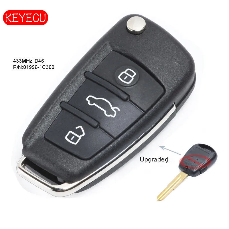 Keyecu Модернизированный Складной Дистанционный брелок 433 МГц ID46 чип для hyundai Getz 2003