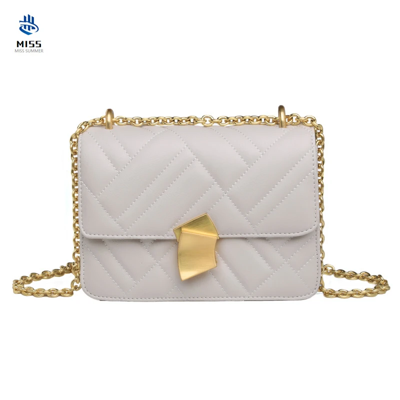 

2019 spring new Cow Leather luxury handbag New lock rhombic design shoulder bag Fashion crossbody chain bag Woman's bag