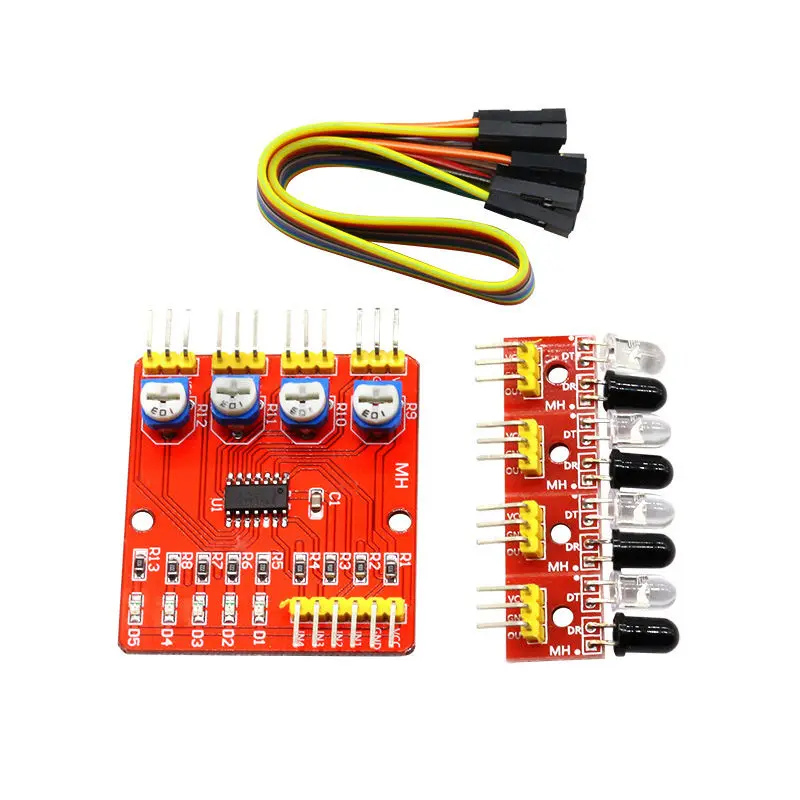 Glyduino четырехходовой инфракрасный Трассировка 4 канала отслеживания Сенсор модуль линия электропередачи модули обходом препятствий для Arduino