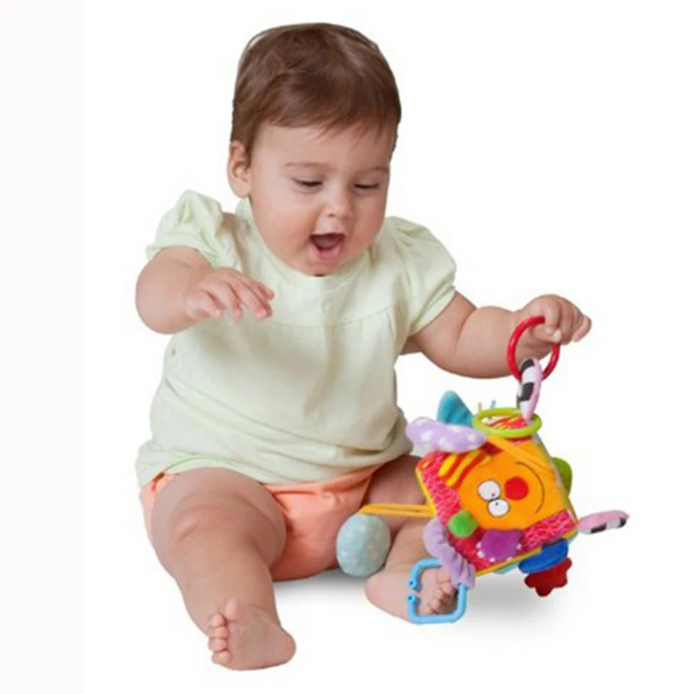Новая детская Мобильная игрушка плюшевый блок клатч кубик-погремушка для раннего новорожденного ребенка Развивающие игрушки для детей 0-12 месяцев
