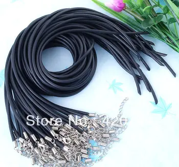 

50PCSElastic Rubber Pendant Cord String 3mm+Lobster Clasp HOT