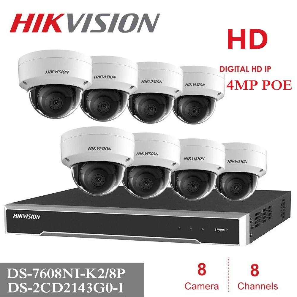 

8Channels Hikvision POE NVR Video Surveillance Kits match 4MP IP Camera Netwerk Beveiliging Nachtzicht CCTV Security System Kits