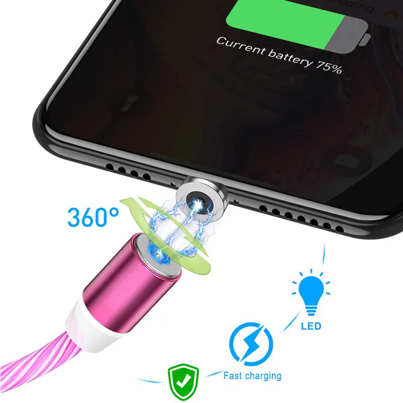 Micro USB светодиодный светящийся Магнитный зарядный кабель для samsung Galaxy J3 J5 J7 Redmi 5 Plus 6A Note 4 4X 5A 6 Pro