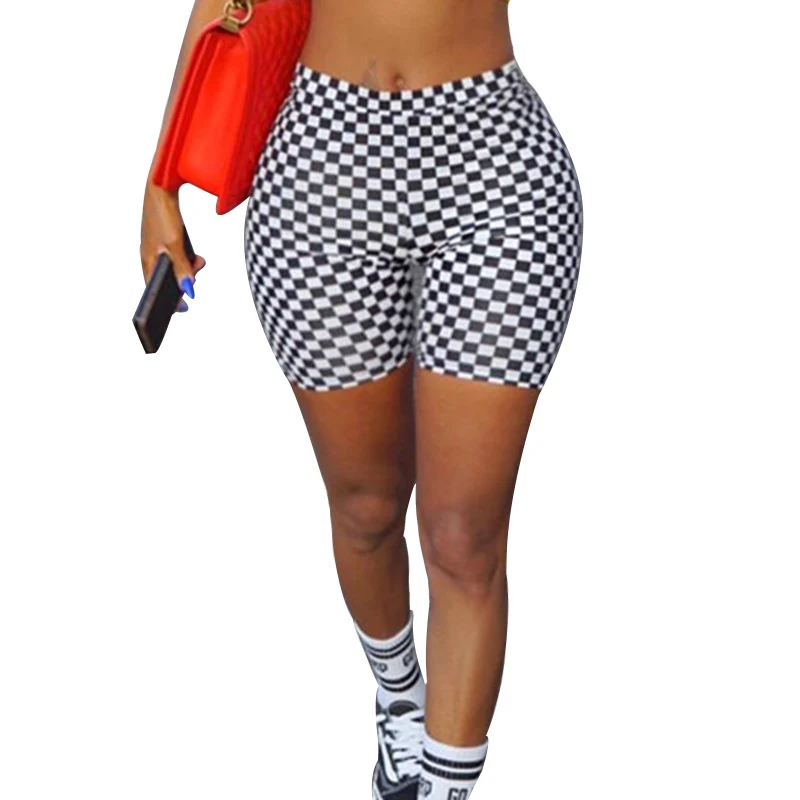 black and white check cycling shorts