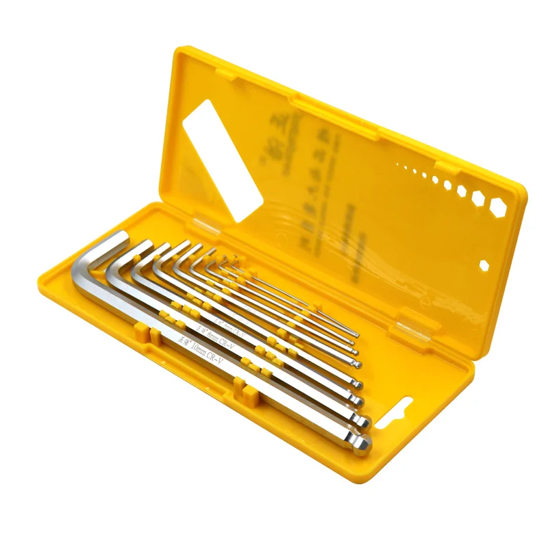 

9pcs 1.5mm-10mm Hex Key Hexagon Allen Key Wrench Tools set Matte Chrome Ball End Spanner set Screwdriver Set Tool Kit