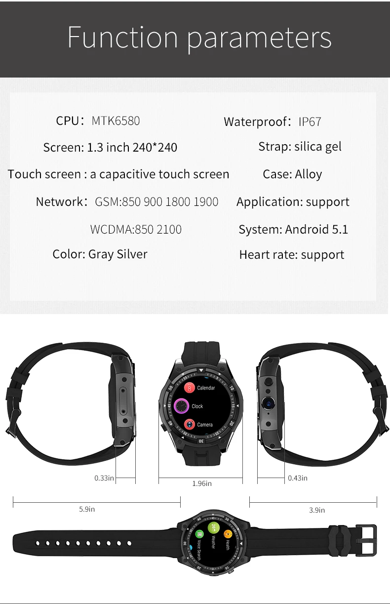 Лучшие продажи мужские Смарт-часы 3g wifi gps 8 GB rom 512 MB ram 1," Smartwatch сотовый телефон часы Пульс ритм android 5,1 наручные часы
