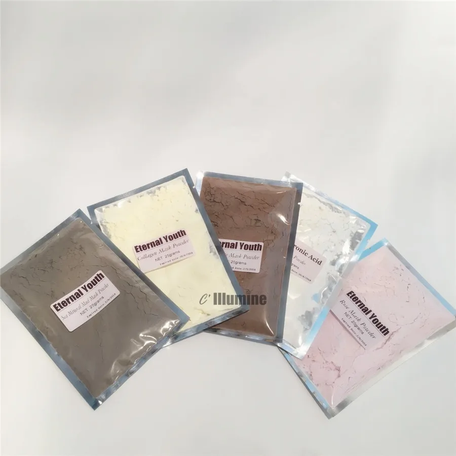 

Pack 25g 5Sorts Facial Mask Powder Anti-Aging Anti-Wrinkle Rose Sea Mineral Mud Collagen Rose Chocolate Hyaluronic Acid