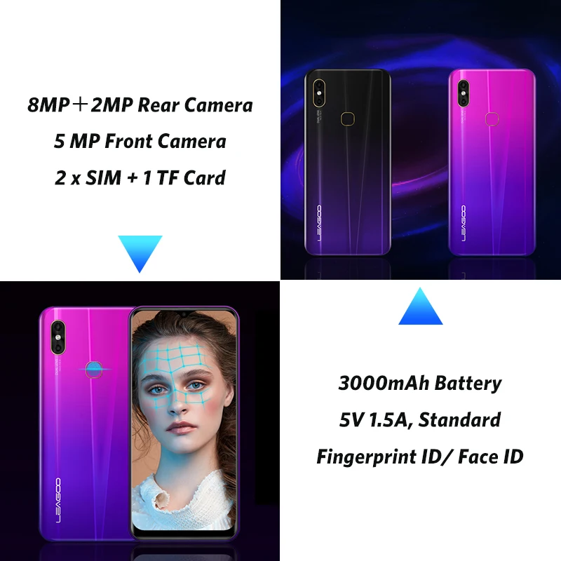 LEAGOO M13 смартфон с 6 1 дюймовым дисплеем четырёхъядерным процессором MTK6761 ОЗУ 4 Гб
