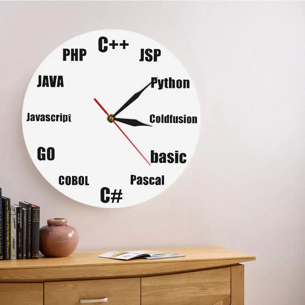 Программируемый язык минималистичный дизайн настенные часы бизнес IT офис Настенный декор программа Nerd кварцевые настенные часы, подарки для IT Geeks