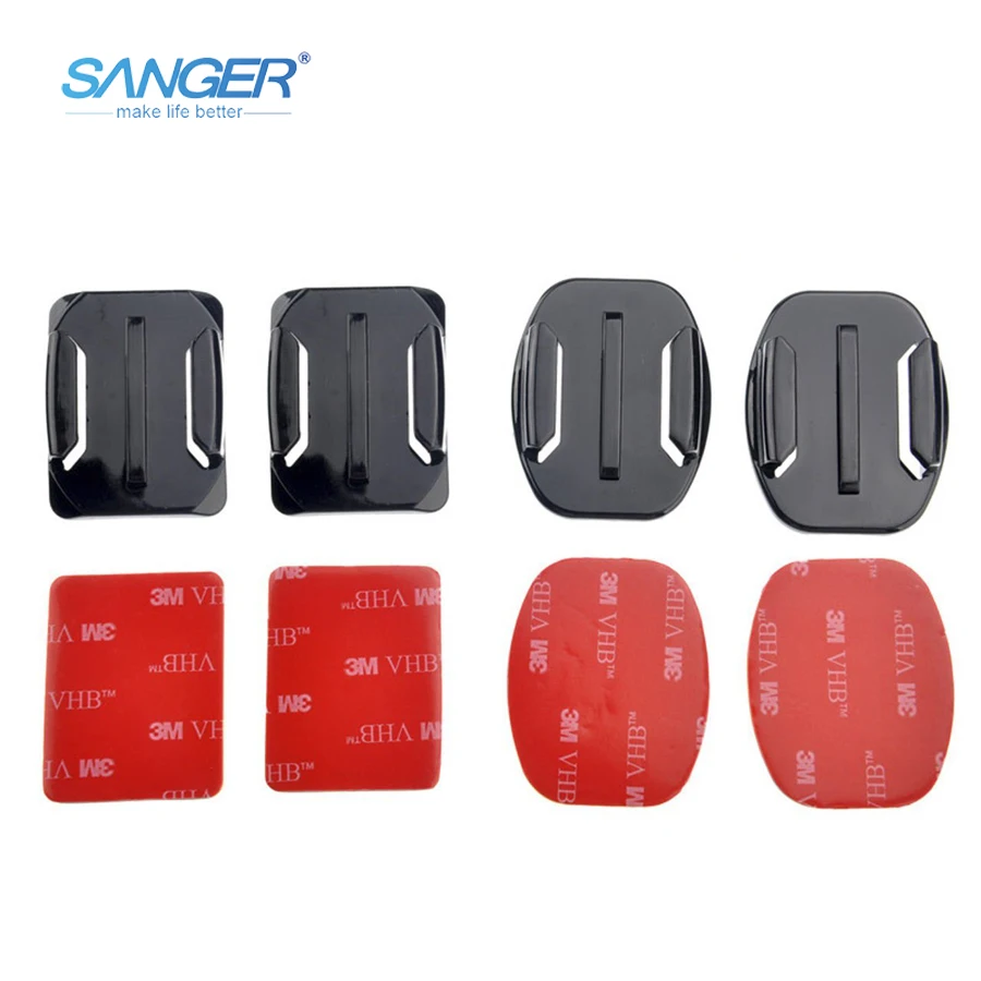 

SANGER for Gopro Accessories Cambered Base Flat + Patch Helmet 4piece Glue for Go Pro Hero 5 4 3+ 3 Xiaomi Yi Action Camera