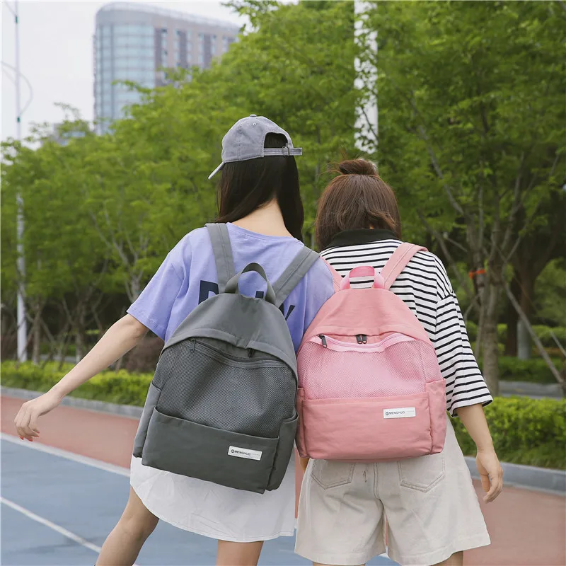 Menghuo Simple Style Net Backpack Women Backpacks for Teenage Girls School Bags Fashion Vintage Solid Leisure Book Bag Mochilas (69)
