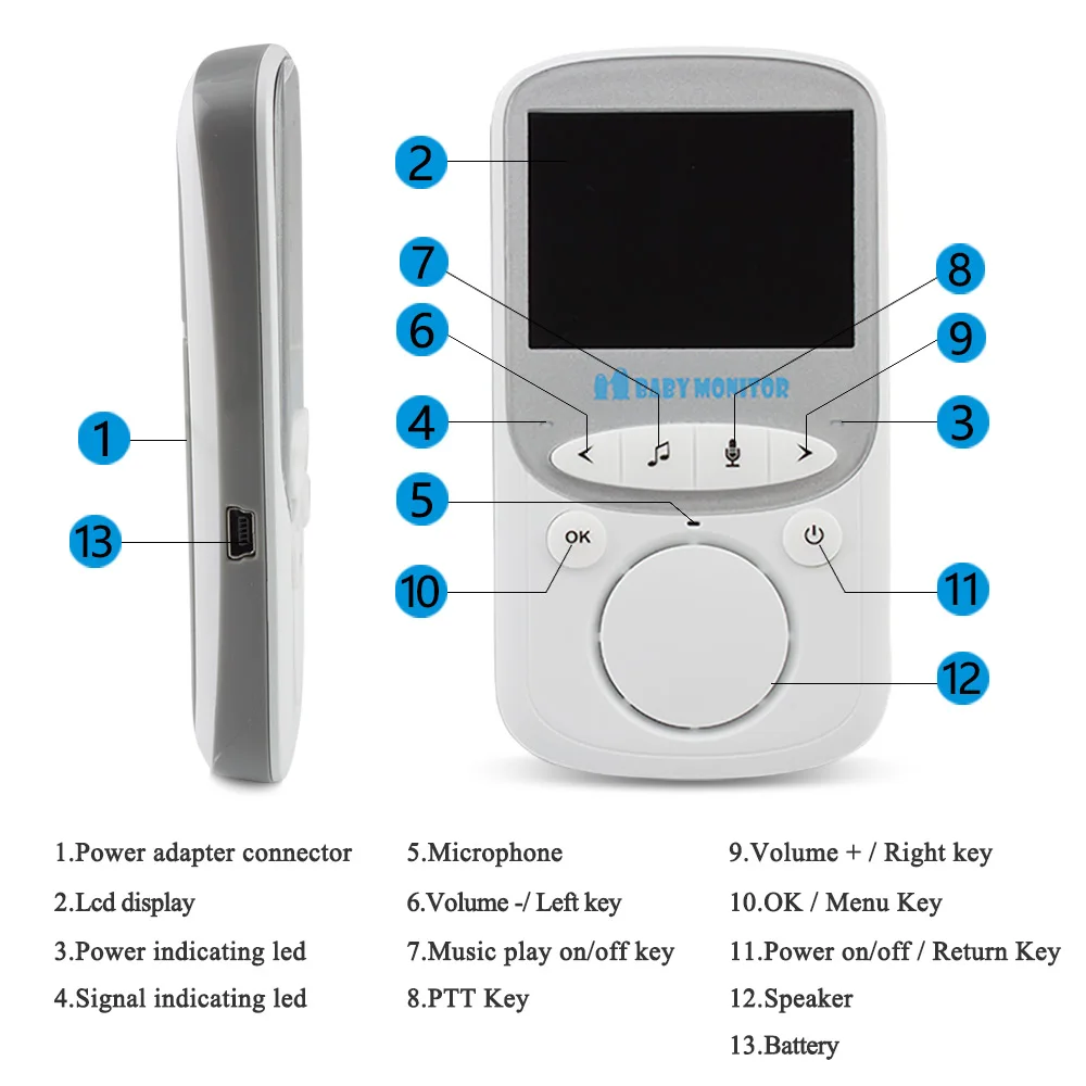 TakTark Babyphone Video, 2.0'' LCD Babyphone Camera 2.4 GHz Camera Bebe  Surveillance la Température de Vision Nocturne Communication  Bidirectionnelle et Berceuses Visiophone Bébé : : Bébé et  Puériculture