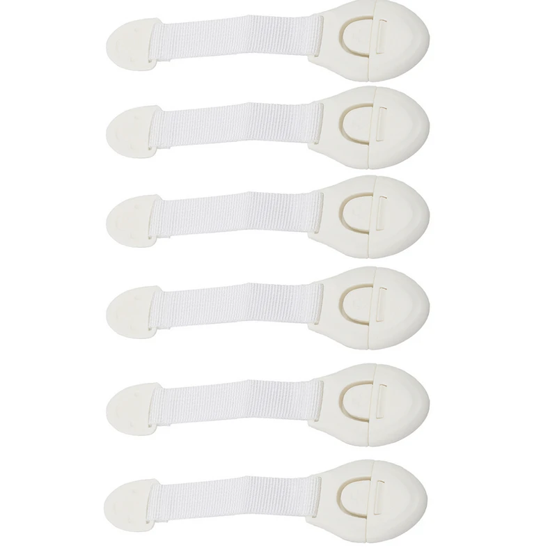 

6 pcs White Adhesive Children Kids Baby Safety Lock For Wardrobe Door Drawers Cabinet Fridge Toilet Doors 20.5cm