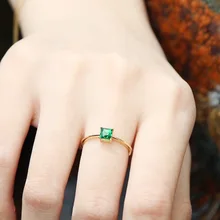 Новое золото цвета Пара Кольца для женщин зеленый цирконий Свадебные кольца маленький CZ обрамление ювелирные изделия оптом