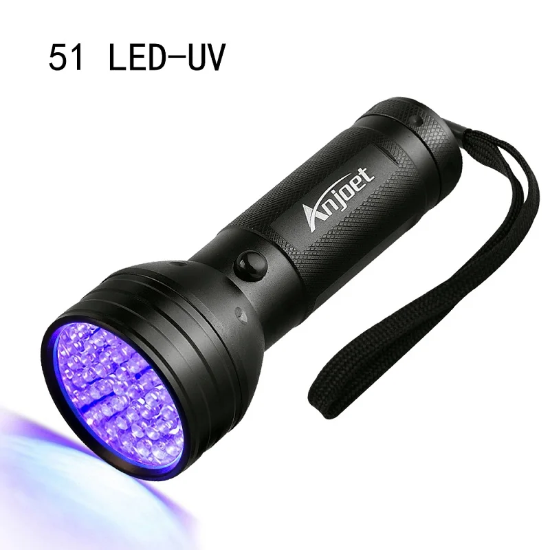 Anjoet High quality UV Light 51LED 21LED 100LED UV Light 395-400nm LED UV Flashlight torch light lamp safety UV detection